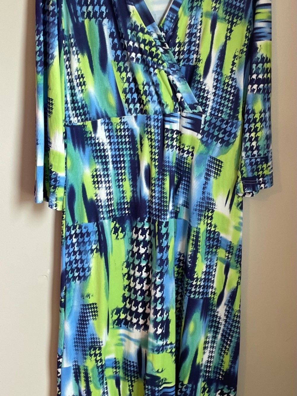 Vibrant Blue & Lime Print Wrap Dress - Women